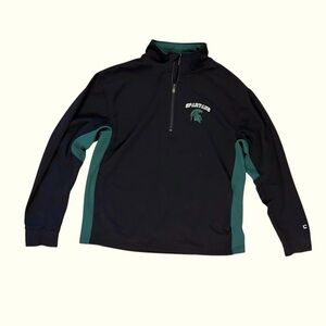 Michigan State 1/4 Zip Jacket Mens Large Black Pullover Colosseum Spartans EUC